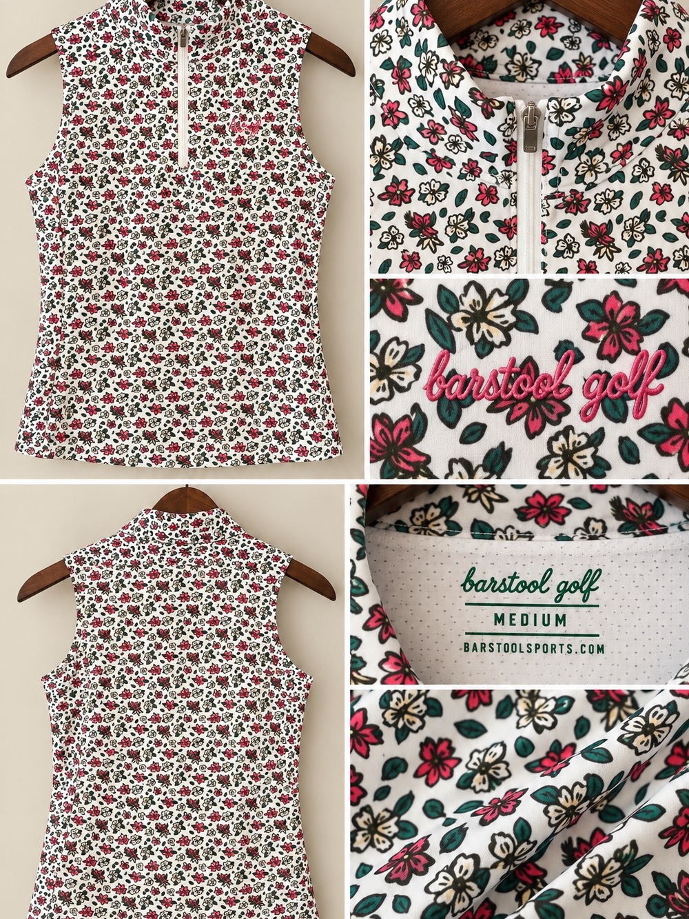 Barstool Golf Women's Sleeveless Zip Up Top - Built-In Bra Medium
